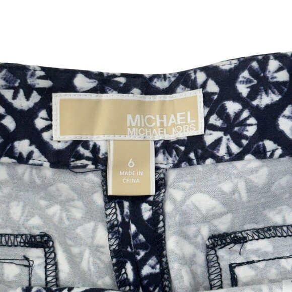 Michael Kors Womens Size 6 Navy White Sand Dollar Print Casual Flat Front Shorts - Picture 4 of 12